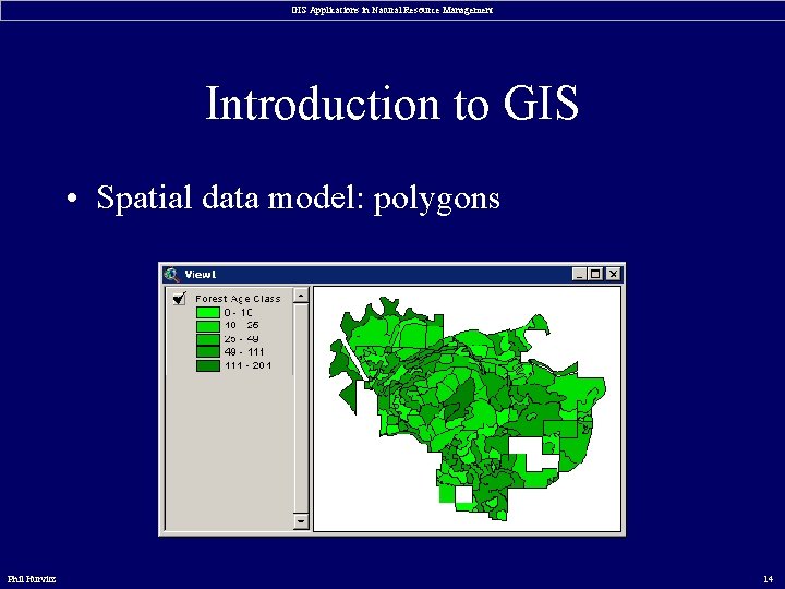 GIS Applications in Natural Resource Management Introduction to GIS • Spatial data model: polygons