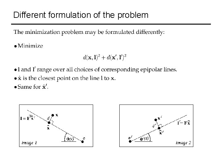 Different formulation of the problem 