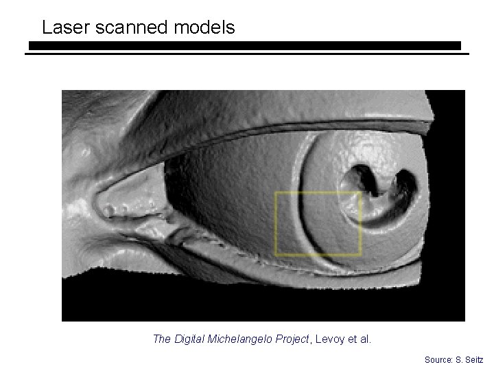 Laser scanned models The Digital Michelangelo Project, Levoy et al. Source: S. Seitz 