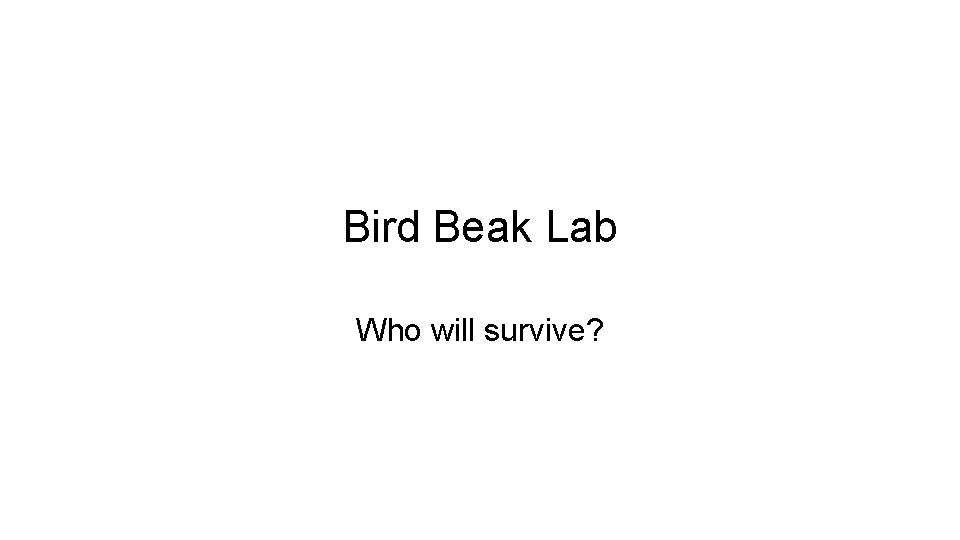 Bird Beak Lab Who will survive? 