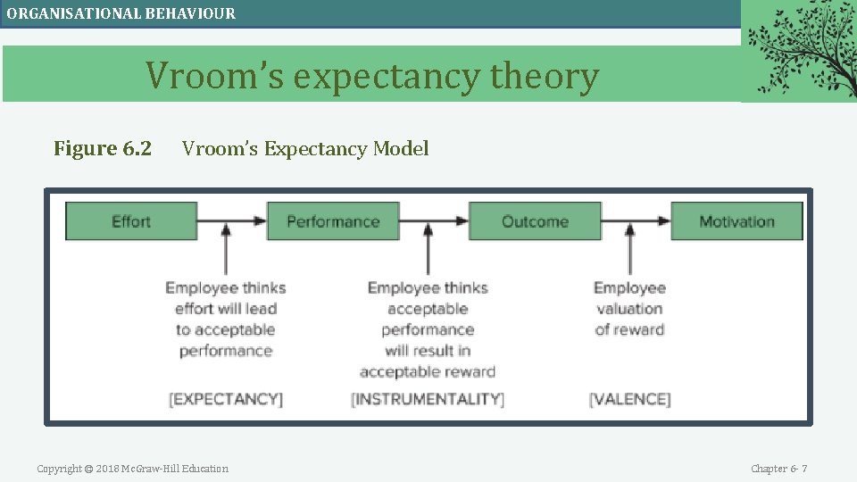 ORGANISATIONAL BEHAVIOUR Vroom’s expectancy theory Figure 6. 2 Vroom’s Expectancy Model Copyright © 2018