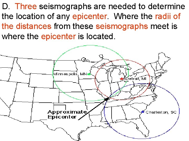 D. Three seismographs are needed to determine the location of any epicenter. Where the