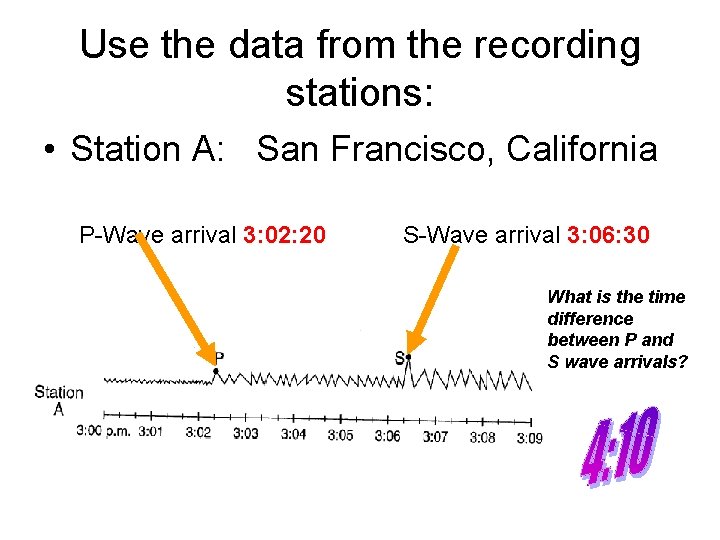 Use the data from the recording stations: • Station A: San Francisco, California P-Wave