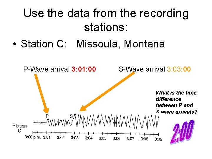 Use the data from the recording stations: • Station C: Missoula, Montana P-Wave arrival