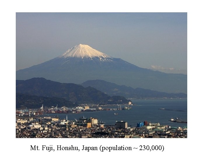 Mt. Fuji, Honshu, Japan (population ~ 230, 000) 