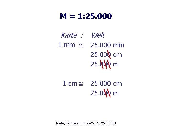 M = 1: 25. 000 Karte : 1 mm 1 cm Welt 25. 000