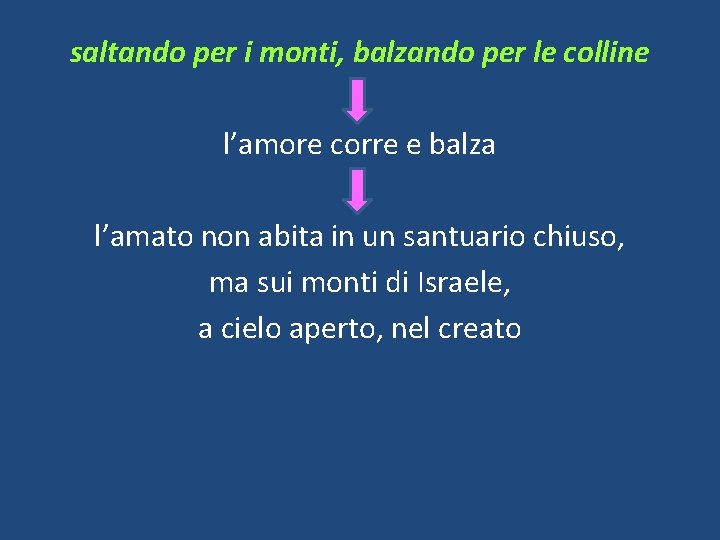 saltando per i monti, balzando per le colline l’amore corre e balza l’amato non