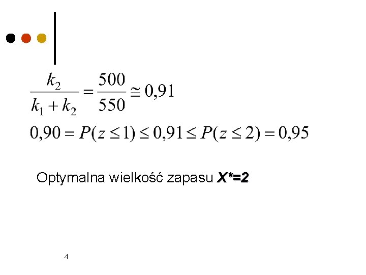 Optymalna wielkość zapasu X*=2 4 