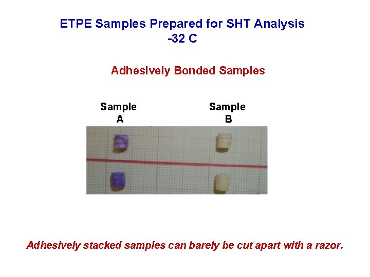 ETPE Samples Prepared for SHT Analysis -32 C Adhesively Bonded Samples Sample A Sample ETPE Samples Prepared for SHT Analysis -32 C Adhesively Bonded Samples Sample A Sample