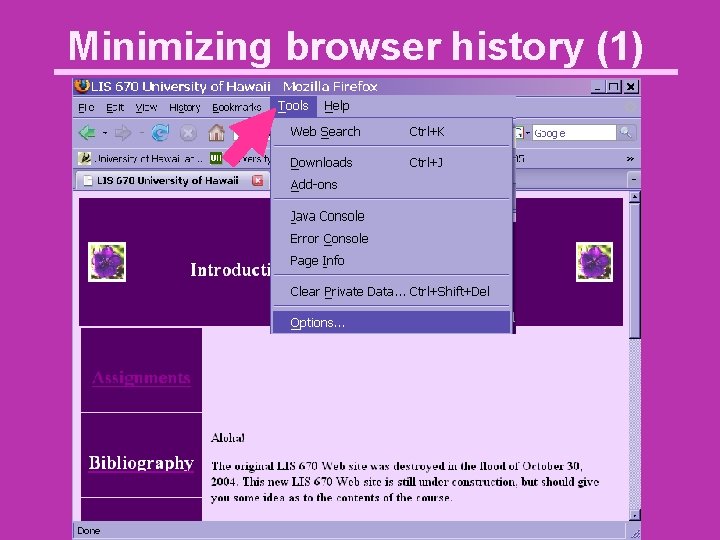 Minimizing browser history (1) 