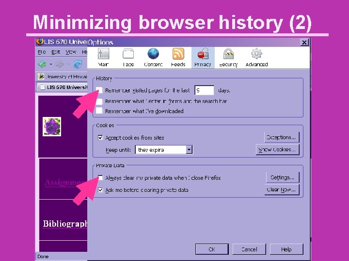 Minimizing browser history (2) 