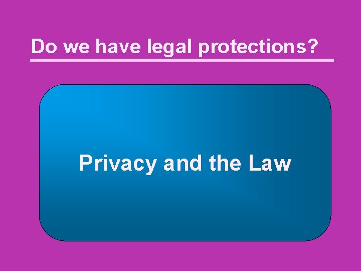 Do we have legal protections? Privacy and the Law 