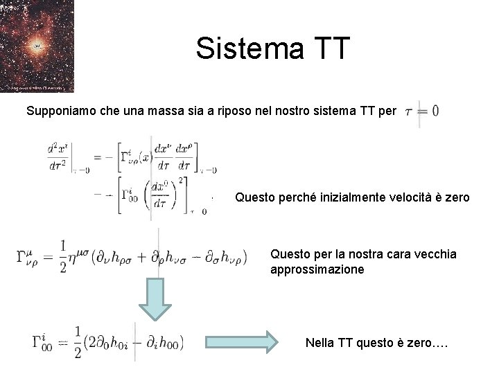 Sistema TT Supponiamo che una massa sia a riposo nel nostro sistema TT per