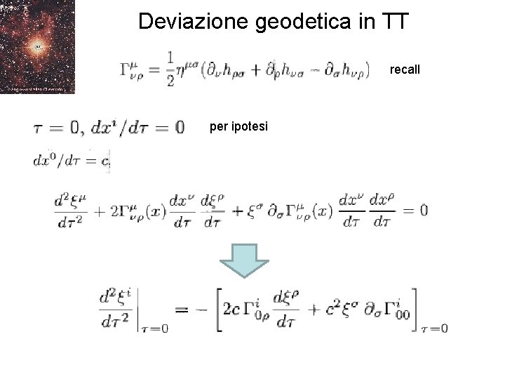 Deviazione geodetica in TT recall per ipotesi 