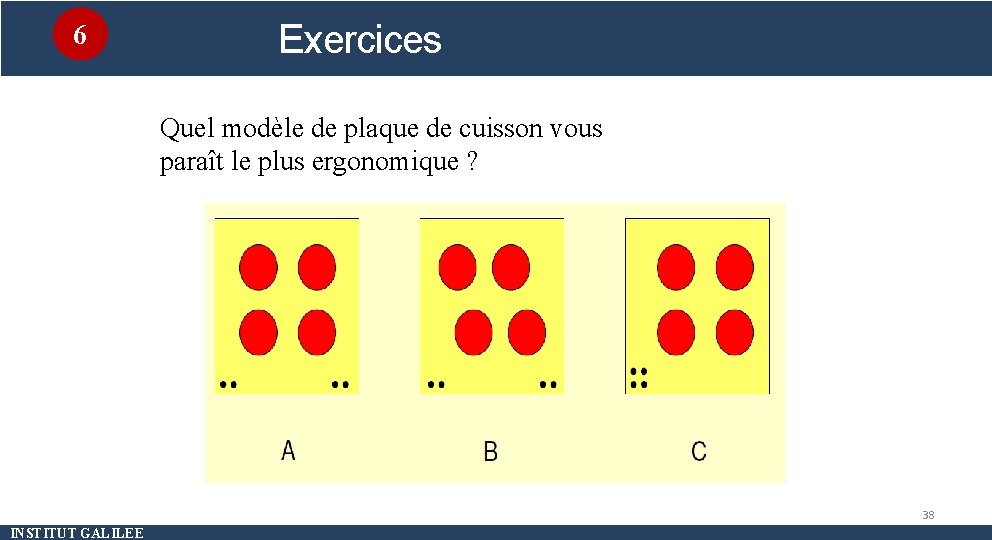 6 Exercices Quel modèle de plaque de cuisson vous paraît le plus ergonomique ?