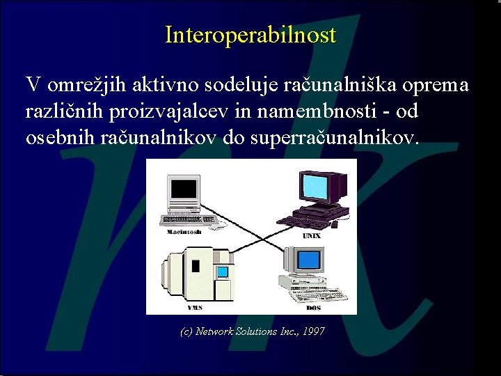 Interoperabilnost V omrežjih aktivno sodeluje računalniška oprema različnih proizvajalcev in namembnosti - od osebnih