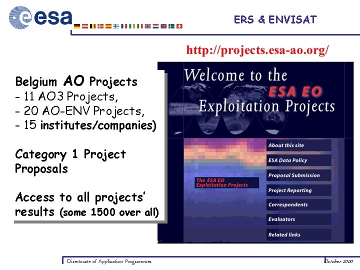 ERS & ENVISAT Belgium AO Projects - 11 AO 3 Projects, - 20 AO-ENV