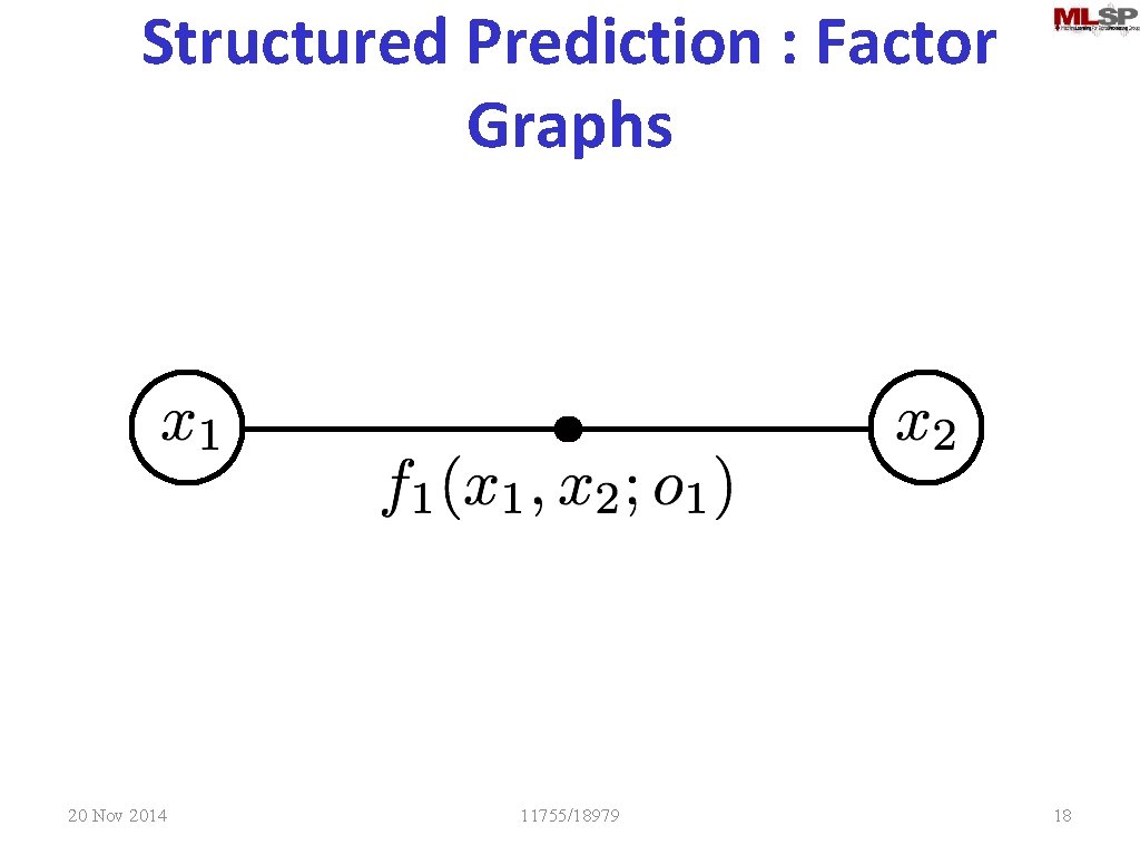 Structured Prediction : Factor Graphs 20 Nov 2014 11755/18979 18 