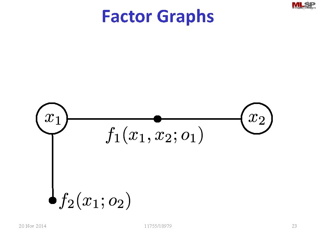 Factor Graphs 20 Nov 2014 11755/18979 23 