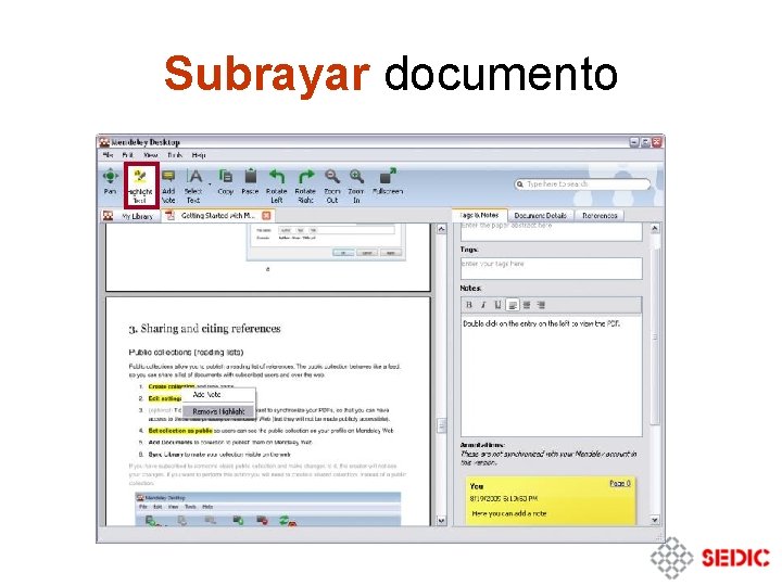 Subrayar documento Subrayar documento