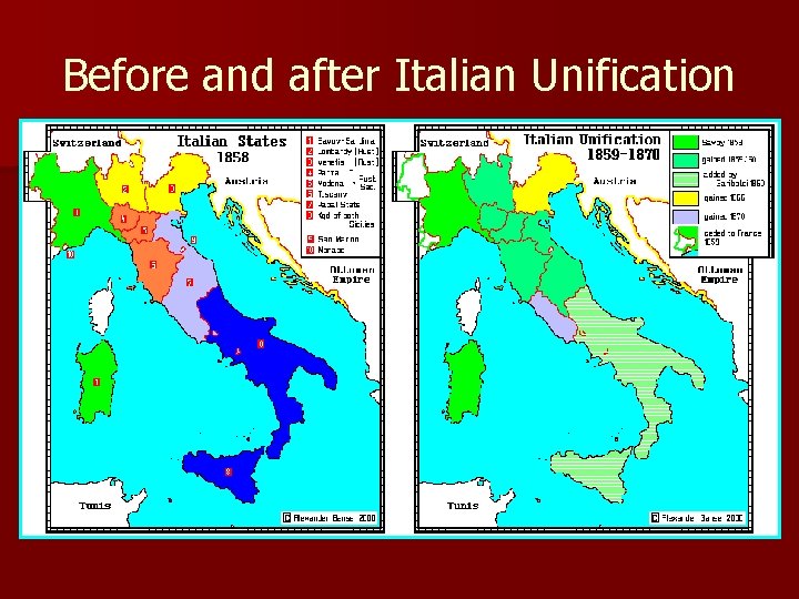 Before and after Italian Unification n 