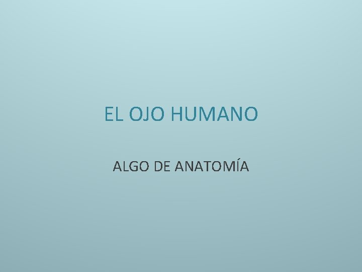 EL OJO HUMANO ALGO DE ANATOMÍA 