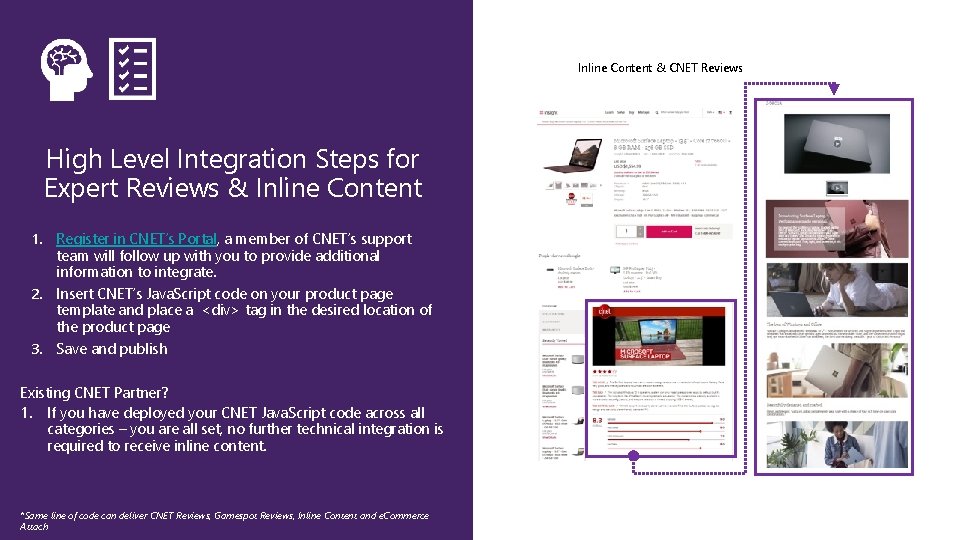 Inline Content & CNET Reviews High Level Integration Steps for Expert Reviews & Inline