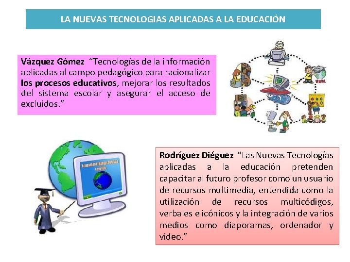 LA NUEVAS TECNOLOGIAS APLICADAS A LA EDUCACIÓN Vázquez Gómez “Tecnologías de la información aplicadas