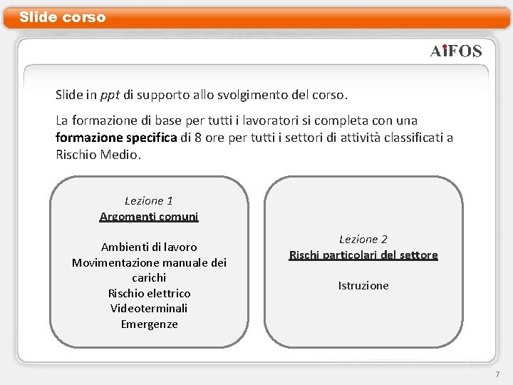 Slide corso Slide in ppt di supporto allo svolgimento del corso. La formazione di