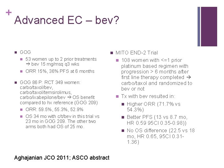 + Advanced EC – bev? n GOG n 53 women up to 2 prior