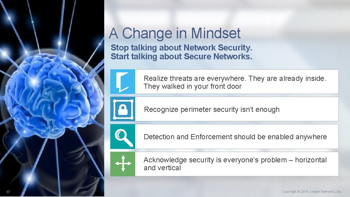 A Change in Mindset Stop talking about Network Security. Start talking about Secure Networks.