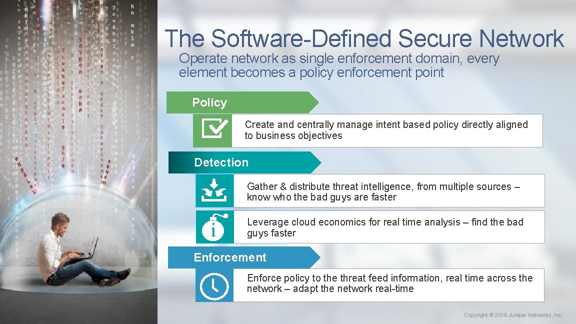 The Software-Defined Secure Network Operate network as single enforcement domain, every element becomes a