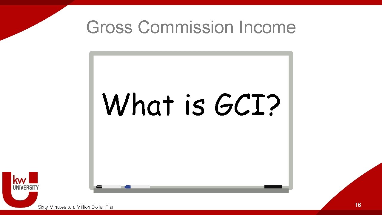 Gross Commission Income What is GCI? Sixty Minutes to a Million Dollar Plan 16