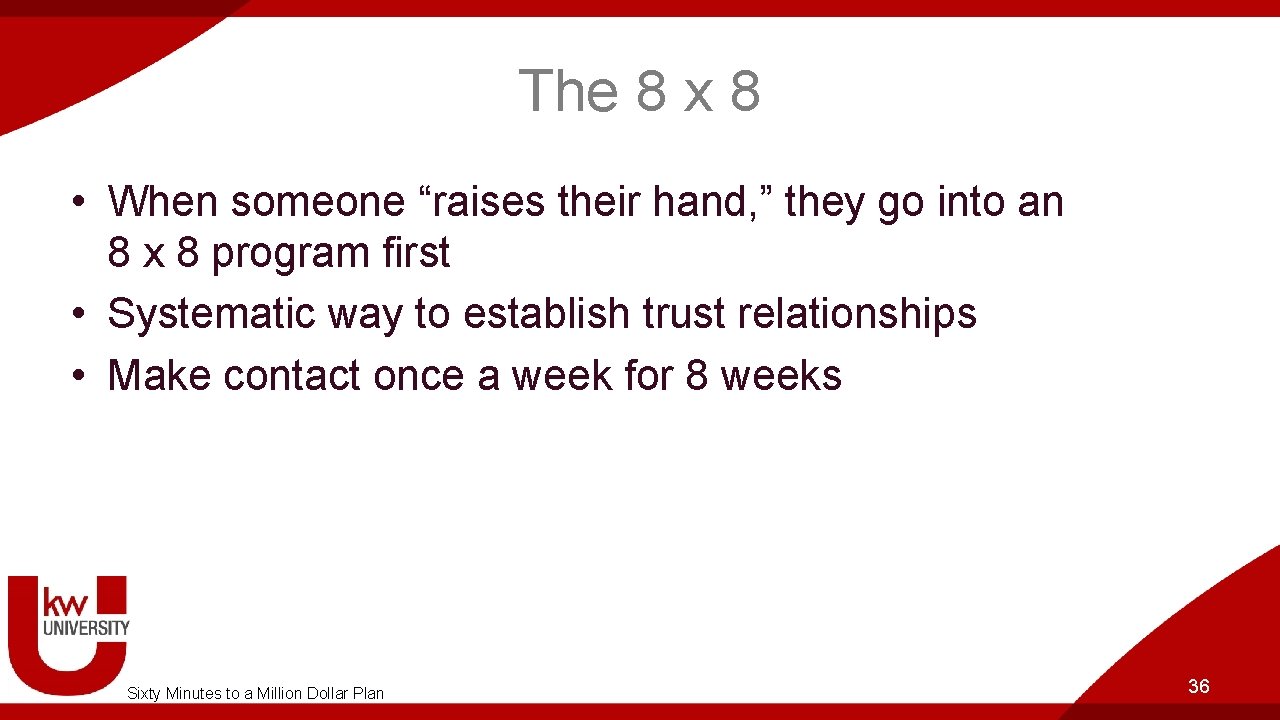 The 8 x 8 • When someone “raises their hand, ” they go into