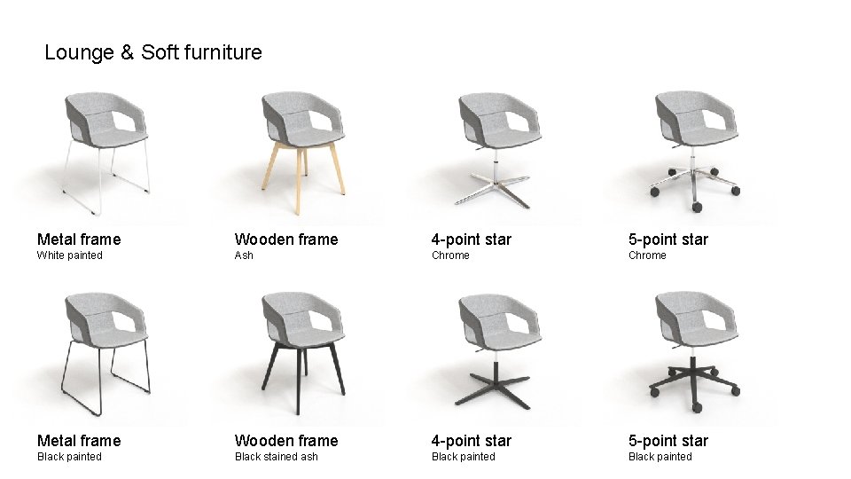 Lounge & Soft furniture Metal frame Wooden frame 4 -point star 5 -point star