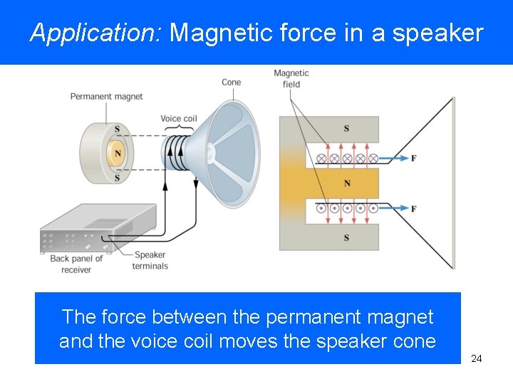 Application: Magnetic force in a speaker The force between the permanent magnet and the