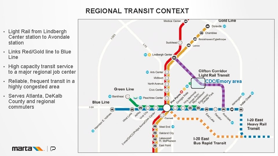 REGIONAL TRANSIT CONTEXT • Light Rail from Lindbergh Center station to Avondale station •