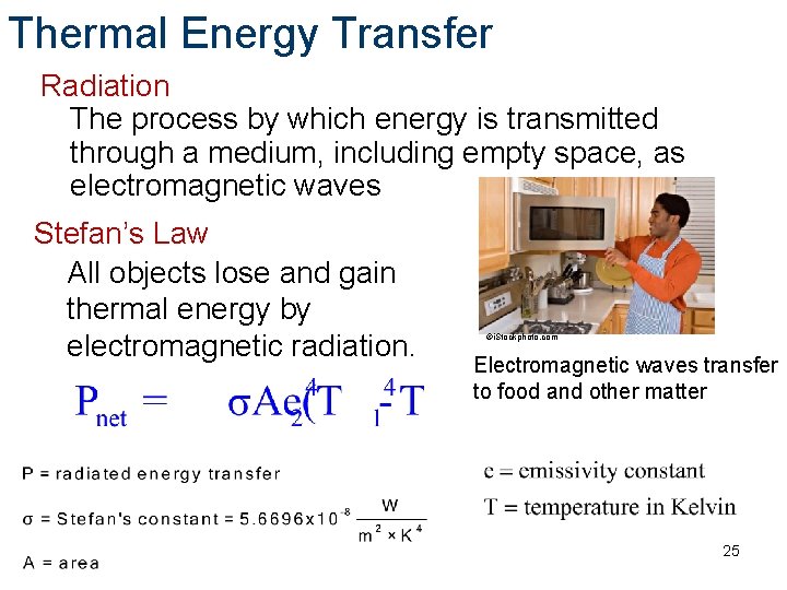 Thermal Energy Transfer Radiation The process by which energy is transmitted through a medium,
