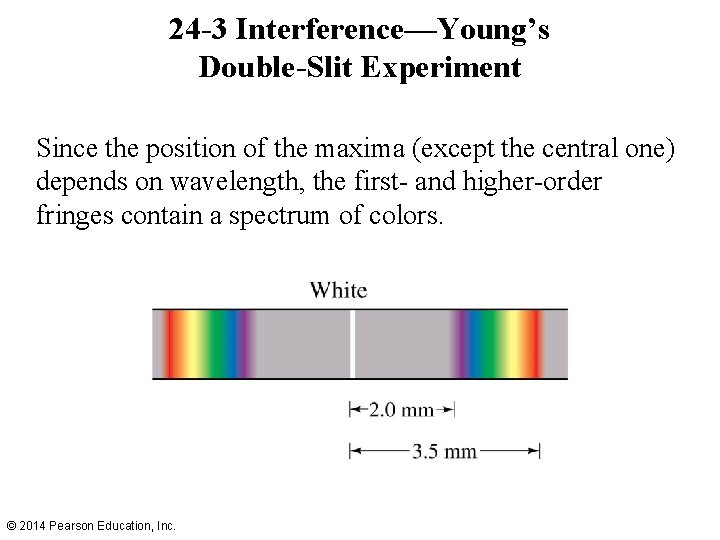 24 -3 Interference—Young’s Double-Slit Experiment Since the position of the maxima (except the central