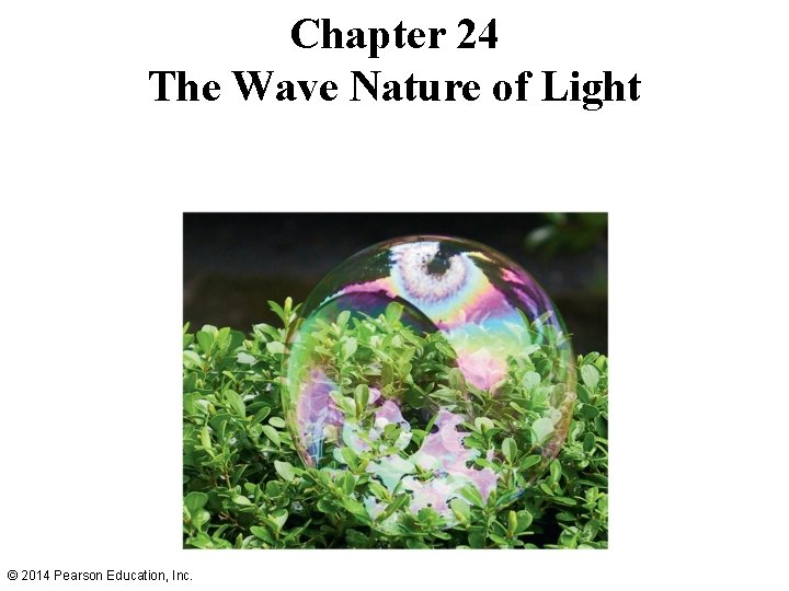 Chapter 24 The Wave Nature of Light © 2014 Pearson Education, Inc. 