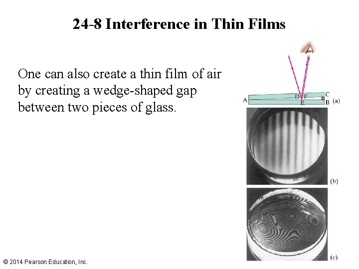 24 -8 Interference in Thin Films One can also create a thin film of