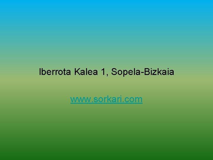 Iberrota Kalea 1, Sopela-Bizkaia www. sorkari. com 