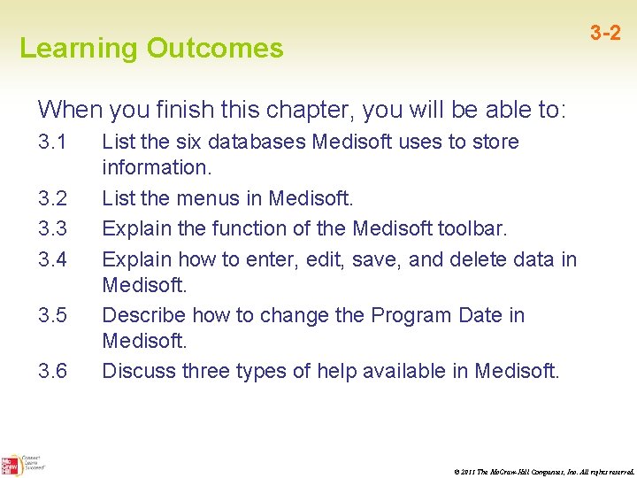 3 -2 Learning Outcomes When you finish this chapter, you will be able to: