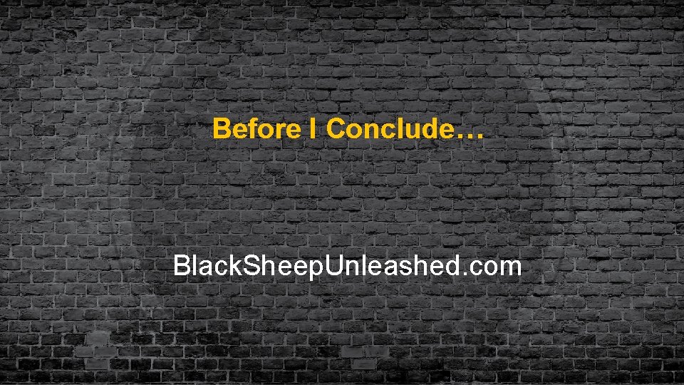 Before I Conclude… Black. Sheep. Unleashed. com 