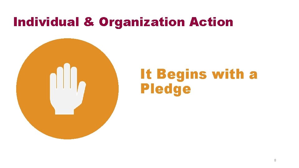 Individual & Organization Action It Begins with a Pledge 8 