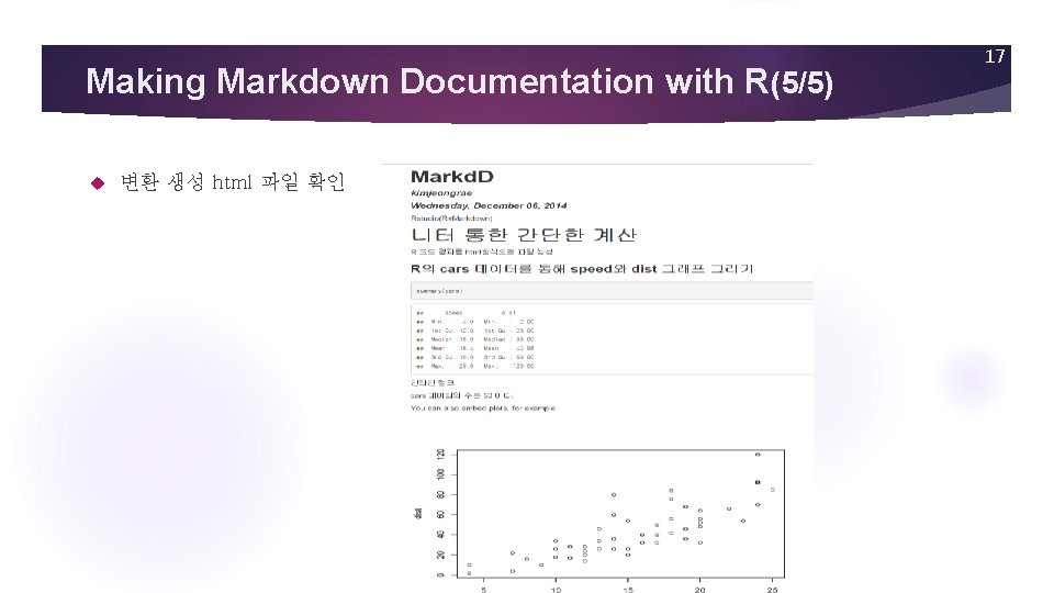 Making Markdown Documentation with R(5/5) 변환 생성 html 파일 확인 17 