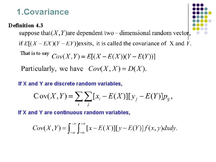 4 3 Covariance Correlation 1 Covariance Definition 4