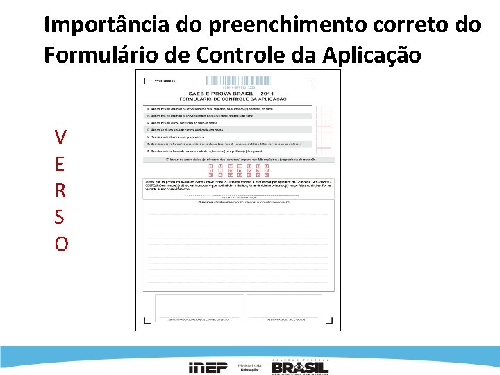 Importância do preenchimento correto do Formulário de Controle da Aplicação V E R S