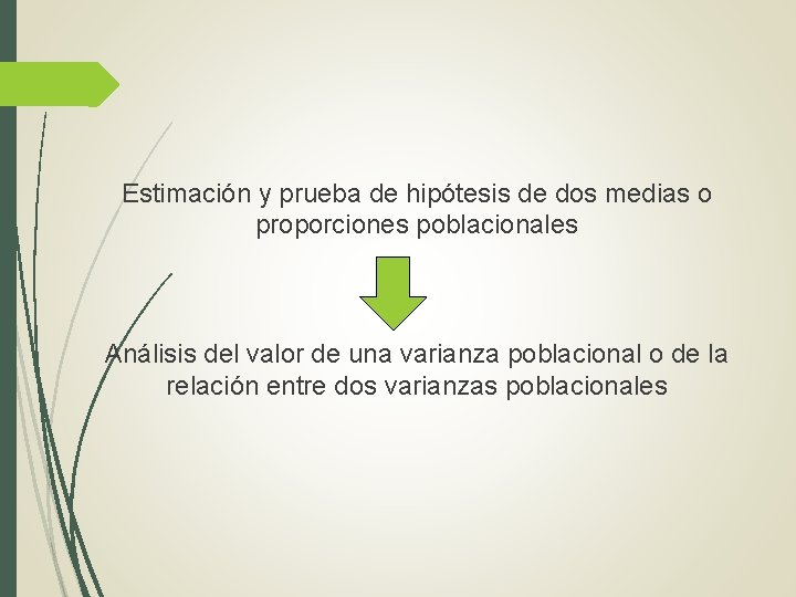 Estimación y prueba de hipótesis de dos medias o proporciones poblacionales Análisis del valor