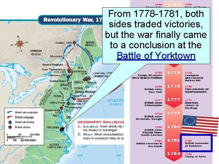 From 1778 -1781, both sides traded victories, but the war finally came to a